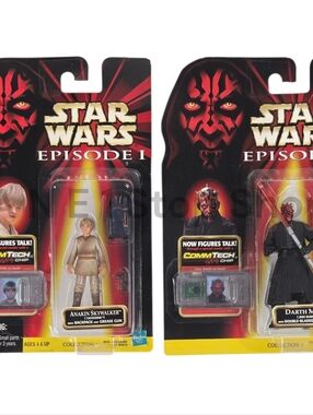 Star Wars Episode I Darth Maul & Anakin Skywalker Figures CommTech Hasbro 1999